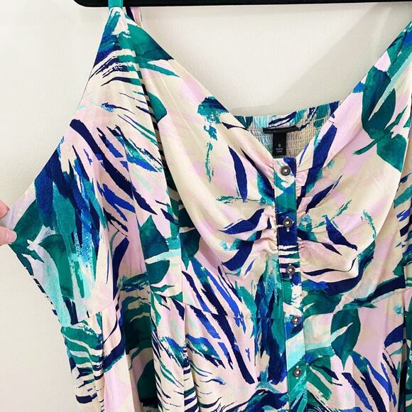 NWT Torrid Pink/Green Tropical Print Sun Dress Button Up Women's Plus Size 6X - Picture 3 of 9